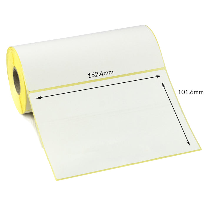152.4 x 101.6mm Direct Thermal Top Coated Labels - Peelable Adhesive