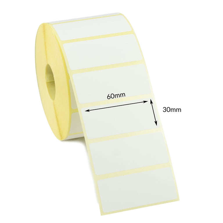 60 x 30mm Direct Thermal Economy Labels with Permanent adhesive. 24,000 labels.