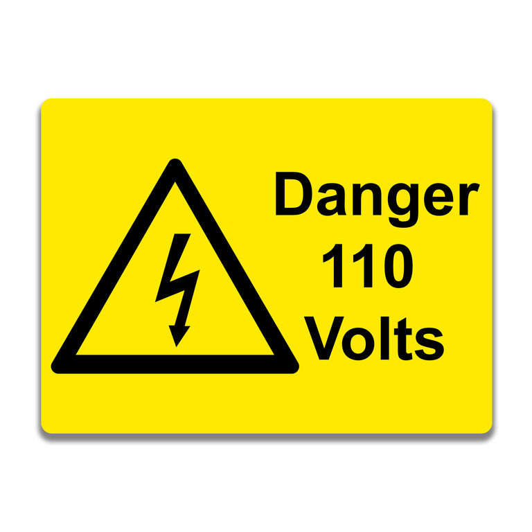 Danger 110 Volts Electrical Safety Warning Labels - 76 x 51mm