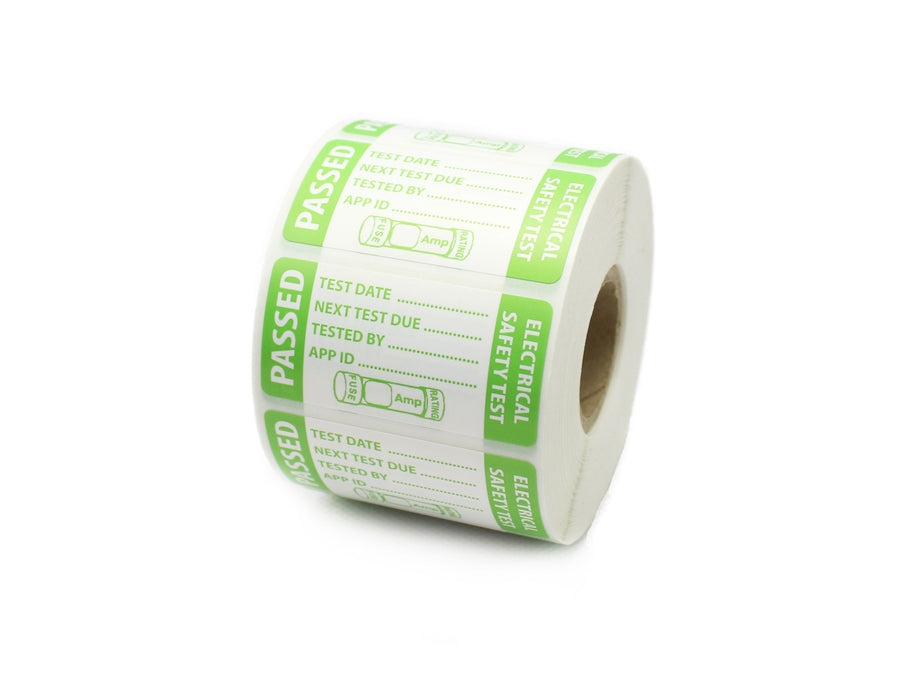 Fuse Rating, PAT Test Labels - Passed - 50 x 25mm