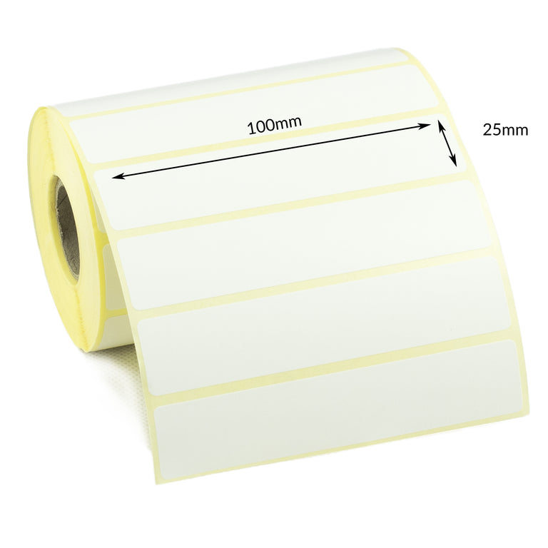 100 x 25mm Direct Thermal Labels - Economy. 5 Rolls of 2,000 - 10,000 Labels.
