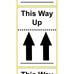 This Way Up Labels - 100 x 150mm - Permanent adhesive. 250 Labels per roll.