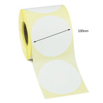 100mm Diameter Circle, Direct Thermal Labels, Permanent adhesive. 10 Rolls of 500 labels - 5,000 labels.