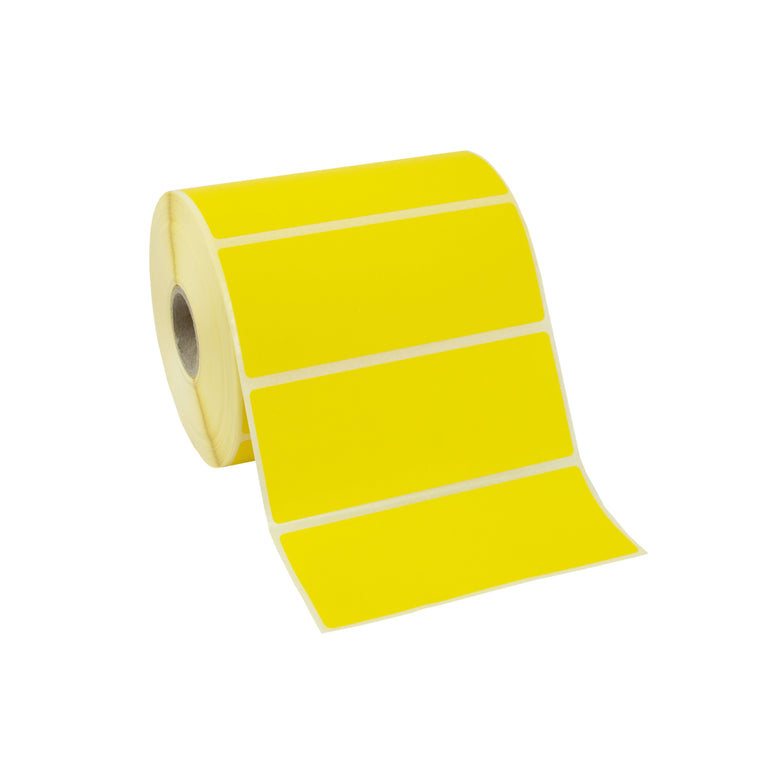 100mm x 50mm Pantone Yellow, Direct Thermal Labels with Permanent adhesive. 2 Rolls of 1,000 - 2,000 Labels.