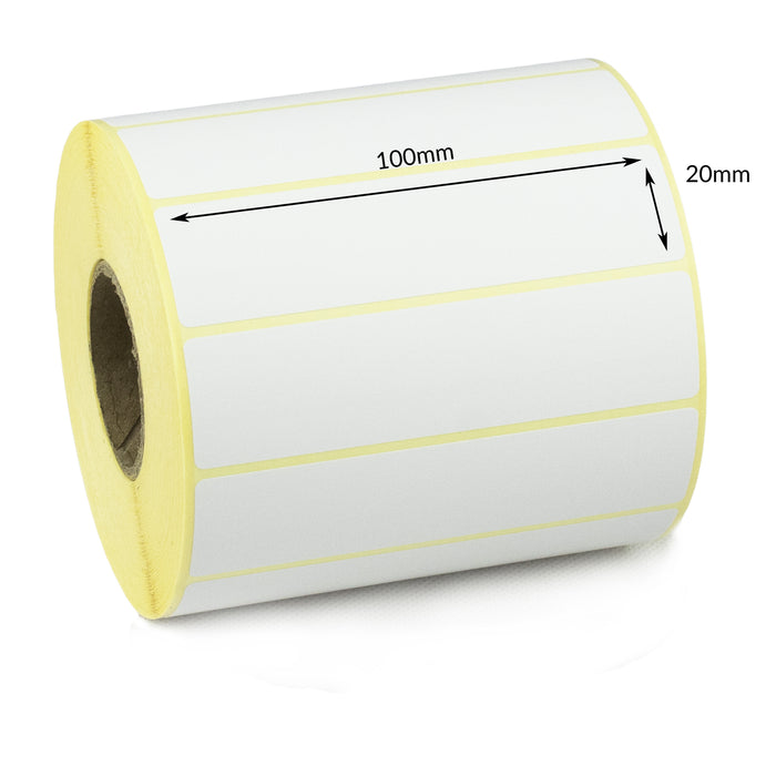 100 x 20mm Direct Thermal Labels - Peelable Adhesive