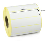 100 x 25mm Direct Thermal Labels - Permanent Adhesive
