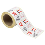 105mm x 75mm, 3 Icon, This Way up, Fragile, Handle with Care Printed Shipping Labels. 500 Per Roll.