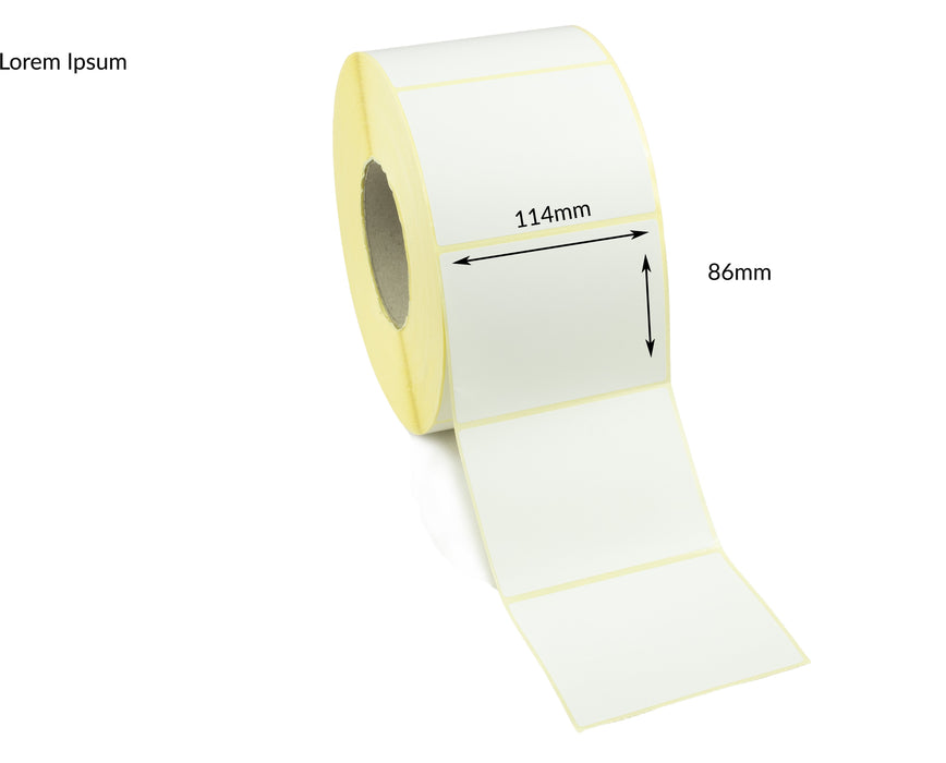 114 x 86mm Direct Thermal Top Coated Labels - Peelable Adhesive
