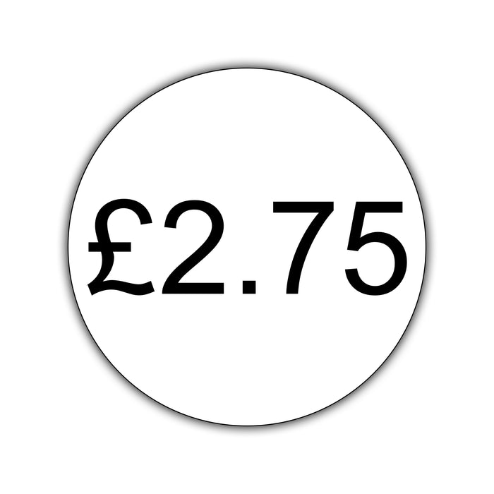500 x 25mm Diameter, Printed Price Labels. Black Print / White Labels. Permanent adhesive.