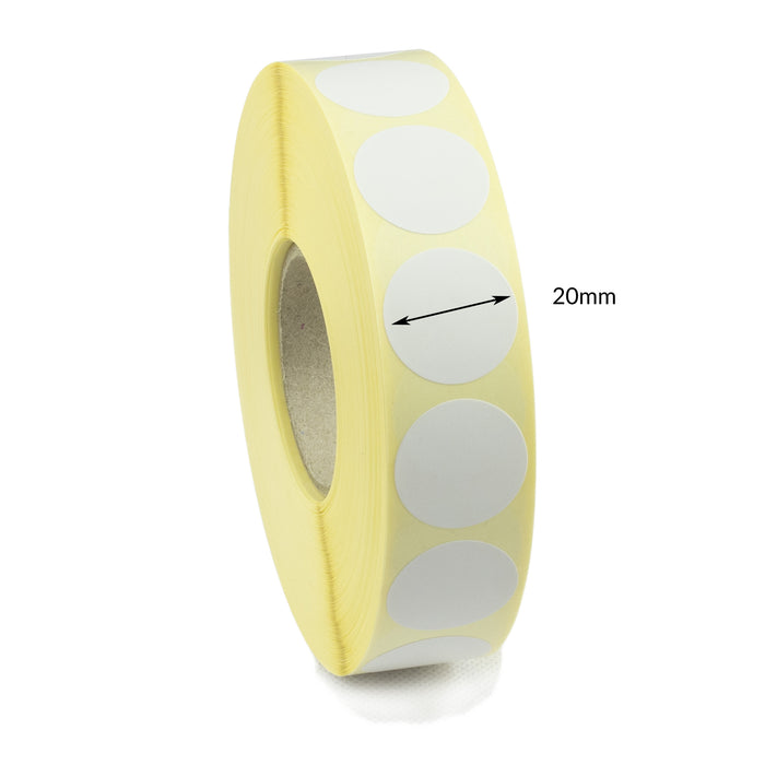 20mm Diameter Direct Thermal Top Coated Labels - Freezer Grade Adhesive