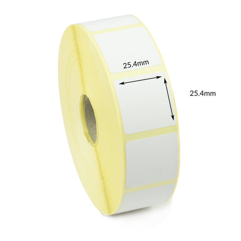 25.4 x 25.4mm Direct Thermal Labels - Peelable Adhesive