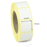 25.4 x 25.4mm Direct Thermal Labels - Peelable Adhesive