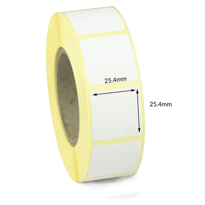 25.4 x 25.4mm Direct Thermal Top Coated Labels - Freezer Grade Adhesive