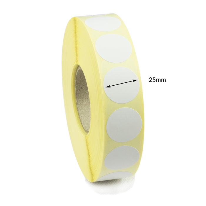 25mm Diameter Direct Thermal Labels - Peelable Adhesive