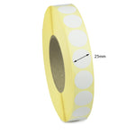 25mm Diameter Direct Thermal Labels - Freezer Grade Adhesive