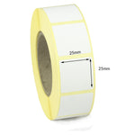 25 x 25mm Direct Thermal Labels - Peelable Adhesive