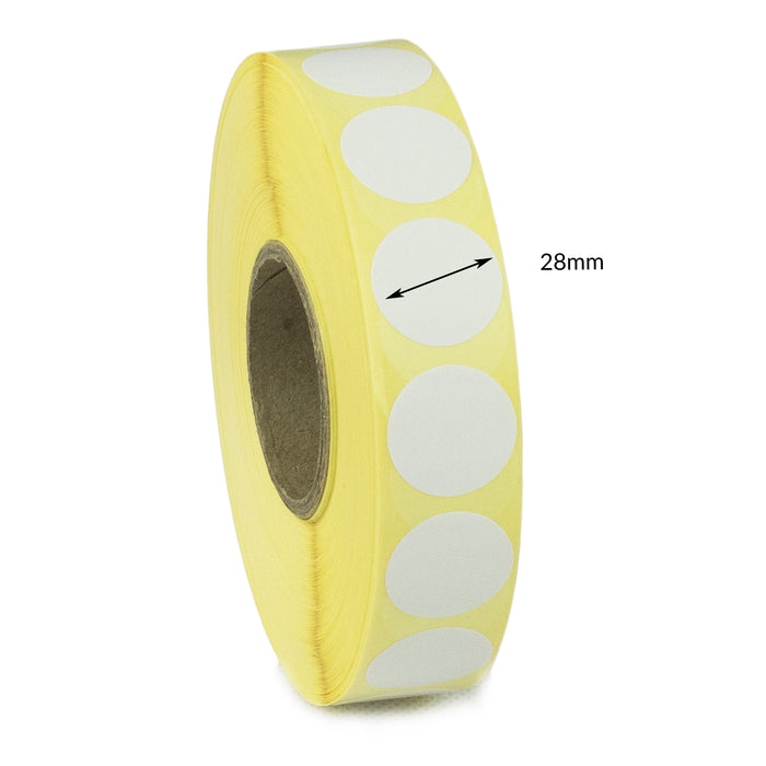 28mm Diameter Direct Thermal Labels - Peelable Adhesive