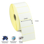 2x1 Inch Direct Thermal Labels - Permanent Adhesive