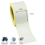 2x2 Inch Direct Thermal Labels - Permanent Adhesive