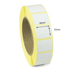 30 x 25mm Direct Thermal Labels - Peelable Adhesive