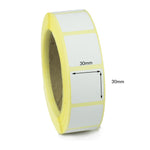 30 x 30mm Direct Thermal Labels - Peelable Adhesive
