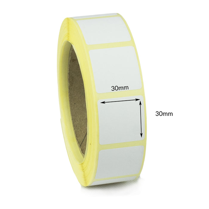 30 x 30mm Direct Thermal Labels - Peelable Adhesive