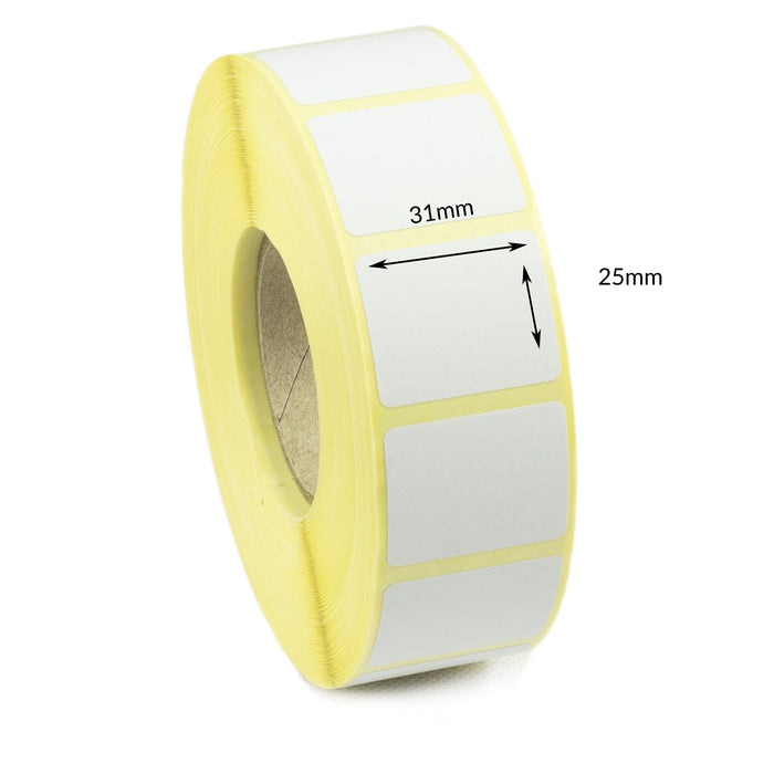 31 x 25mm Direct Thermal Top Coated Labels - Peelable Adhesive