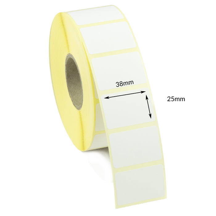 38 x 25mm Direct Thermal Top Coated Labels - Permanent Adhesive