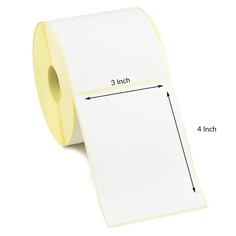 3x4 Inch Direct Thermal Labels - Permanent Adhesive