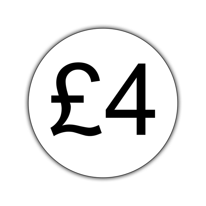 500 x 25mm Diameter, Printed Price Labels. Black Print / White Labels. Permanent adhesive.