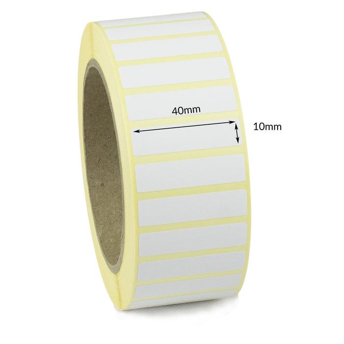 40 x 10mm Direct Thermal Labels - Permanent Adhesive