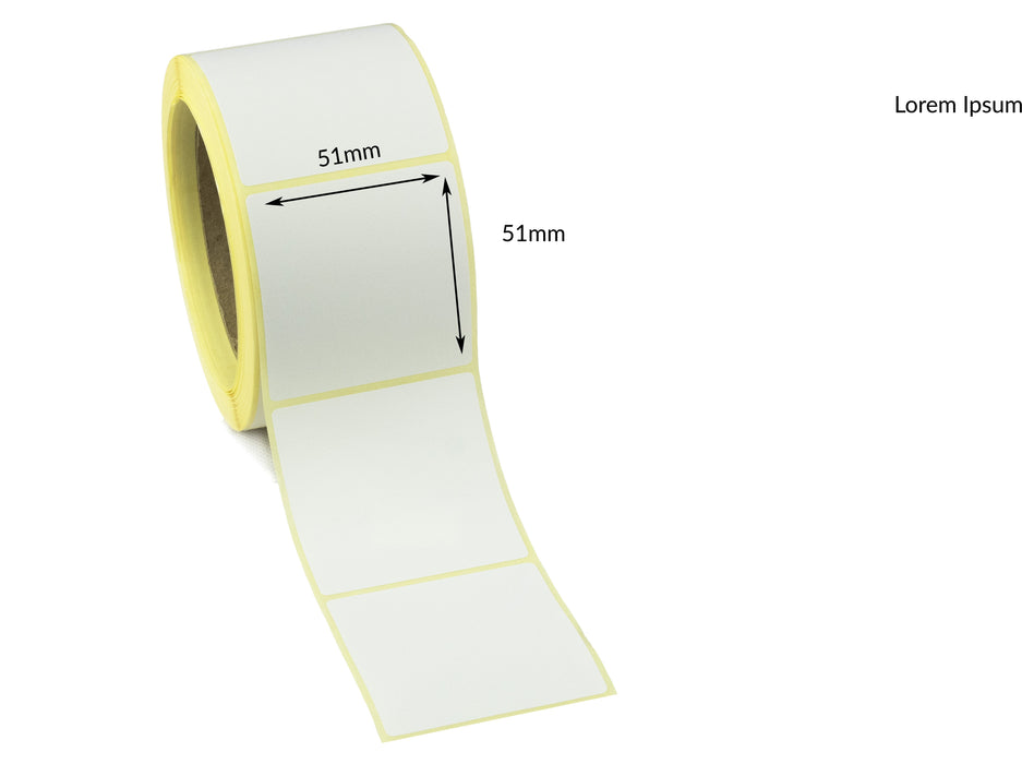51 x 51mm Direct Thermal Top Coated Labels - Permanent Adhesive