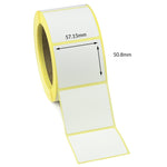 57.15 x 50.8mm Direct Thermal Labels - Permanent Adhesive