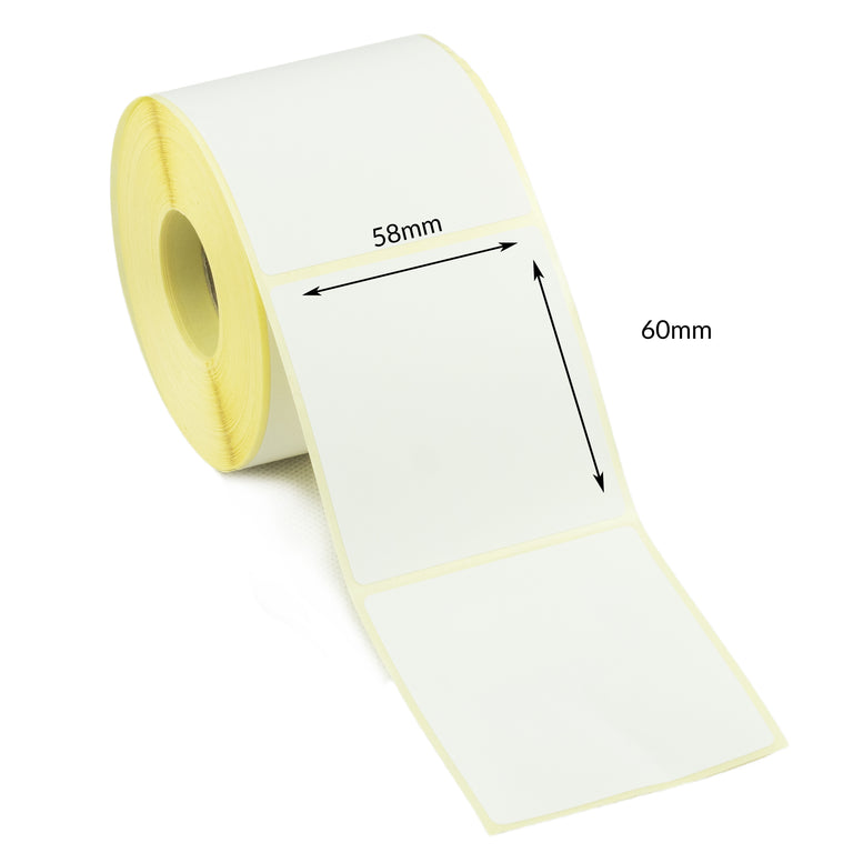 58 x 60mm Direct Thermal Labels - Peelable Adhesive
