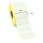 60 x 25mm Direct Thermal Labels - Freezer Grade Adhesive