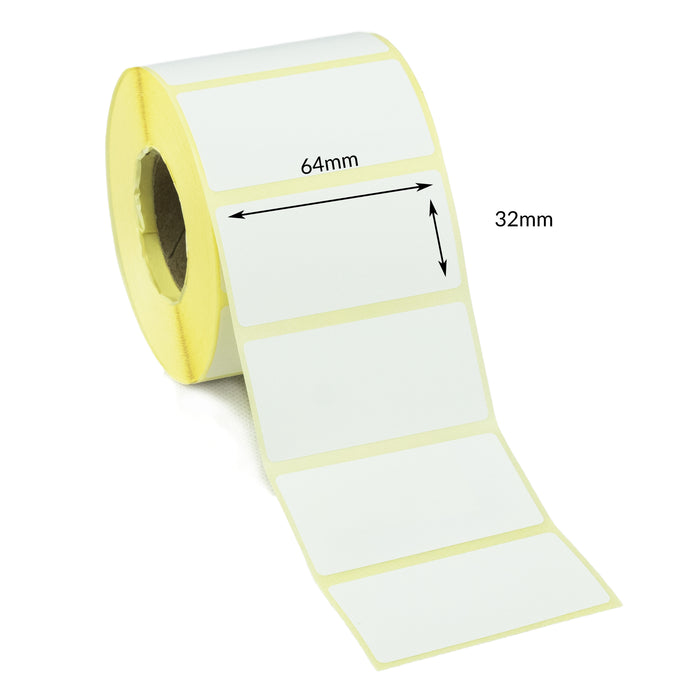 64 x 32mm Direct Thermal Labels - Peelable Adhesive