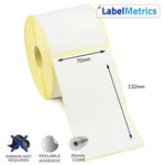 70 x 132mm Direct Thermal Labels - Peelable Adhesive
