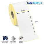 70 x 132mm Direct Thermal Labels - Peelable Adhesive