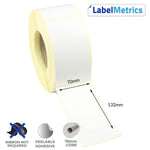 70 x 132mm Direct Thermal Labels - Peelable Adhesive