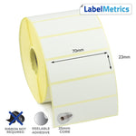 70 x 23mm Direct Thermal Labels - Peelable Adhesive