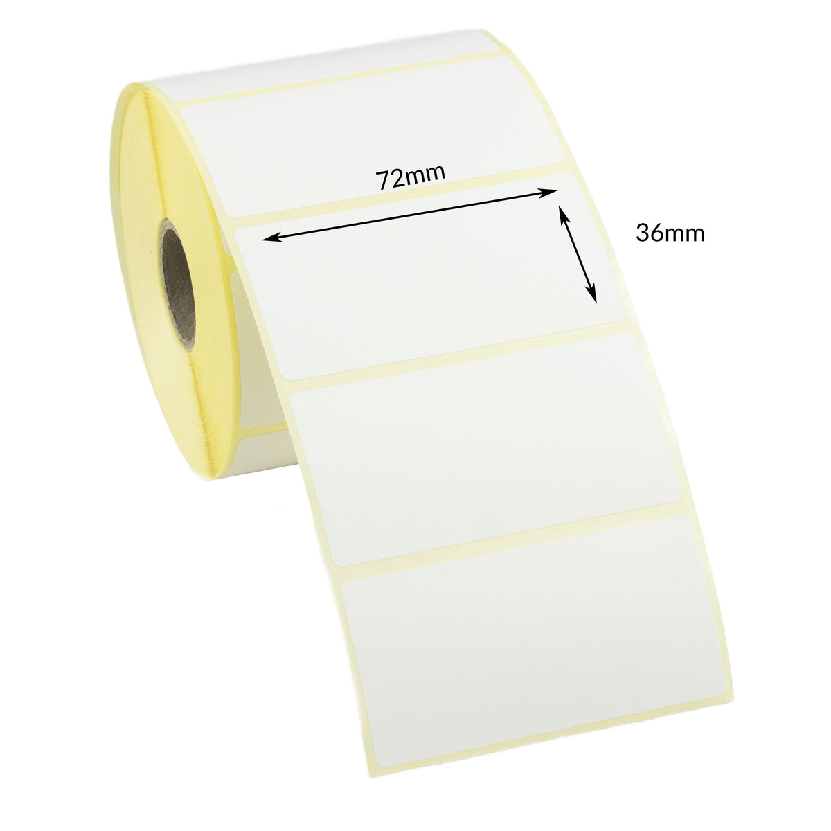72mm x 36mm Direct Thermal, Removable adhesive. 25mm Core / 1000 Roll ...