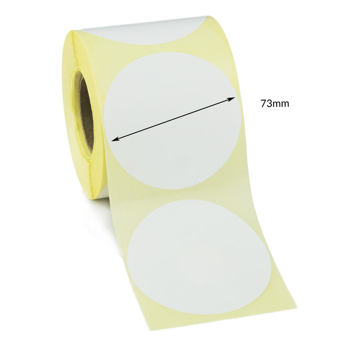 73mm Diameter Direct Thermal Top Coated Labels - Permanent Adhesive