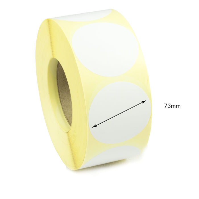 73mm Diameter Direct Thermal Top Coated Labels - Permanent Adhesive