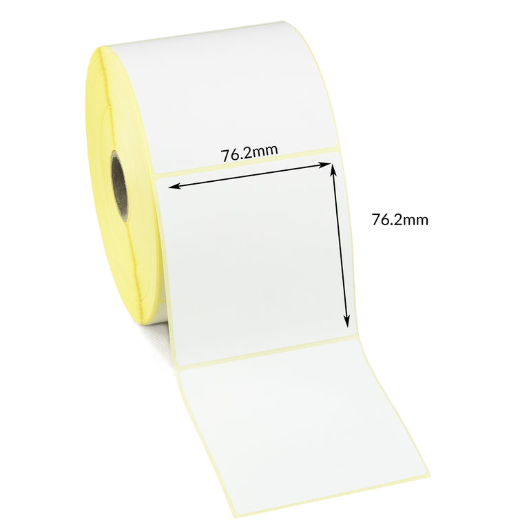 76.2 x 76.2mm Direct Thermal Labels - Permanent Adhesive