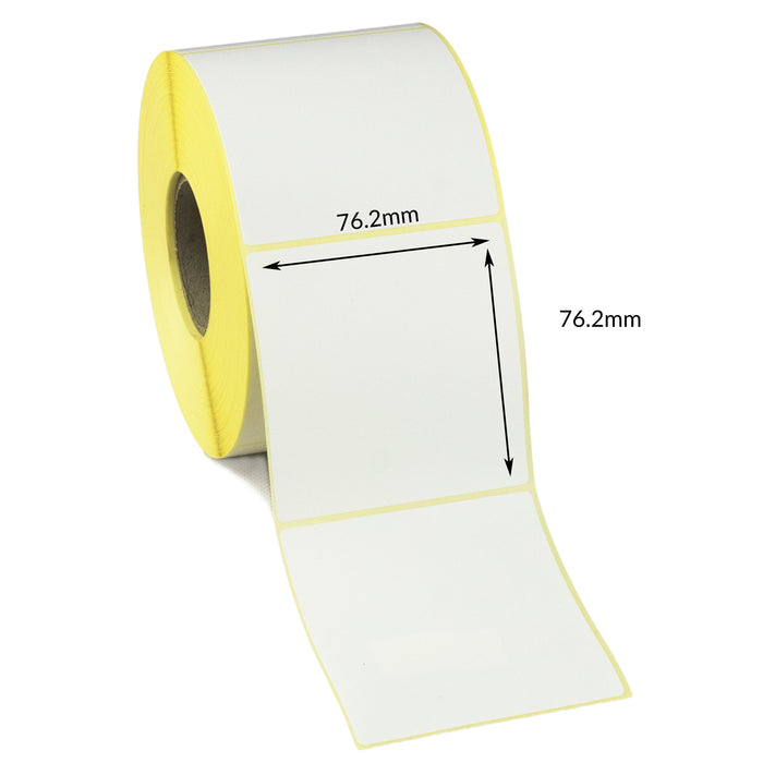 76.2 x 76.2mm Direct Thermal Top Coated Labels - Permanent Adhesive