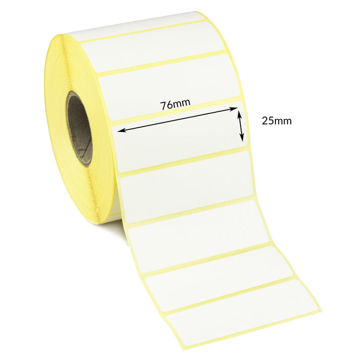 76 x 25mm Direct Thermal Top Coated Labels - Freezer Grade Adhesive