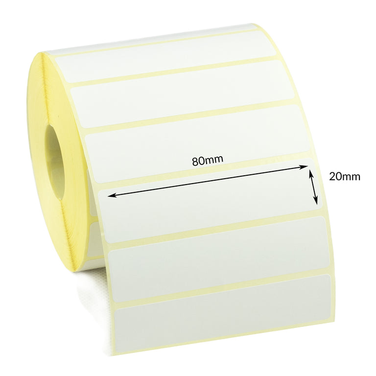 80 x 20mm Direct Thermal Labels - Freezer Grade Adhesive