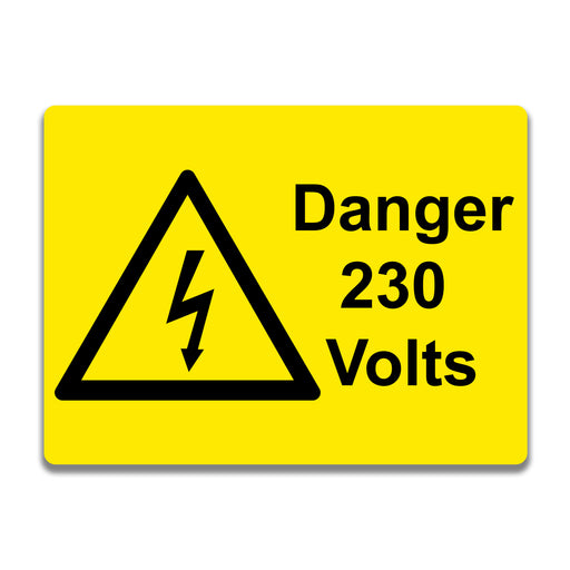 Danger 230 Volts Electrical Safety Warning Labels - 76 x 51mm
