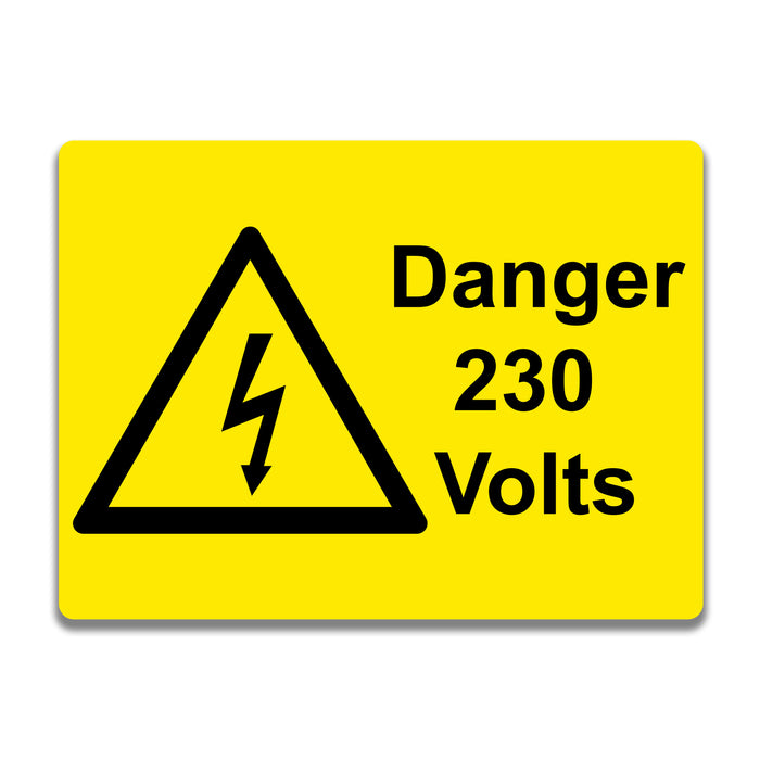 Danger 230 Volts Electrical Safety Warning Labels - 76 x 51mm