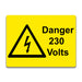 Danger 230 Volts Electrical Safety Warning Labels - 76 x 51mm